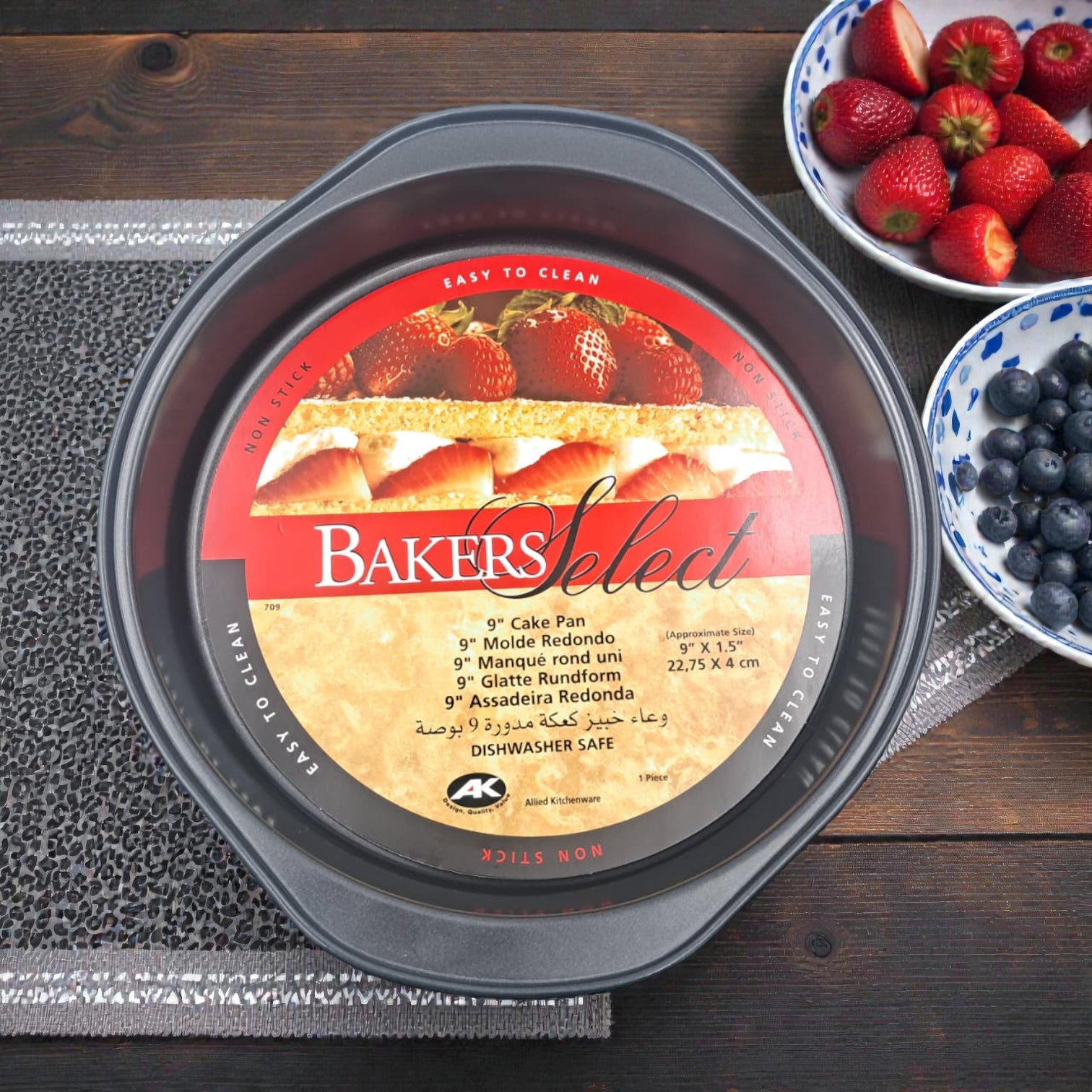 AK Bakers Select Non-Stick Carbon Steel Round Cake Pan – Easy Clean Bakeware for Cakes & Desserts (4H x 27L x 24.5W CM) - Damoo