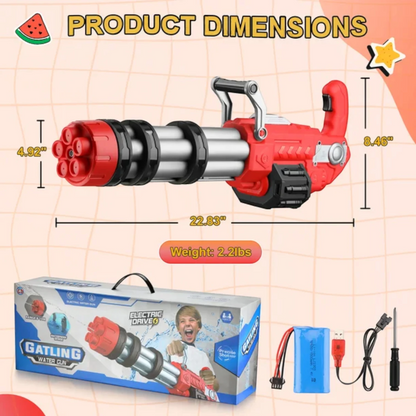 Electric Gatling Water Gun for Kids – Automatic Rotating Barrel Water Blaster with Long Range, Durable Waterproof Design, Outdoor Summer Toy for +6 Years