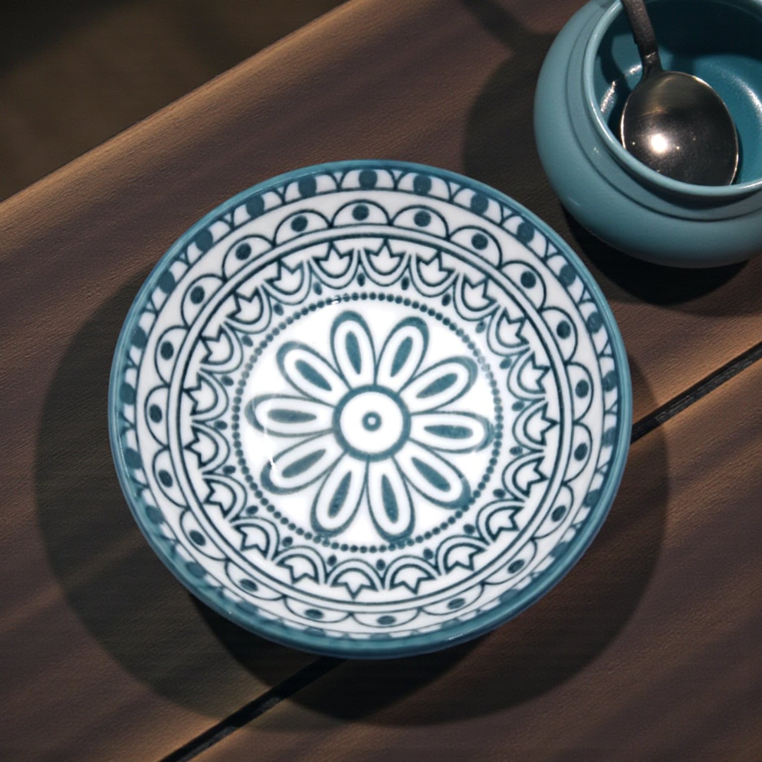 Che Brucia Arabesque Porcelain Small Dipping Dish 8 cm – Round & Rectangular – Blue & White – Premium Sauce, Snack & Appetizer Bowl