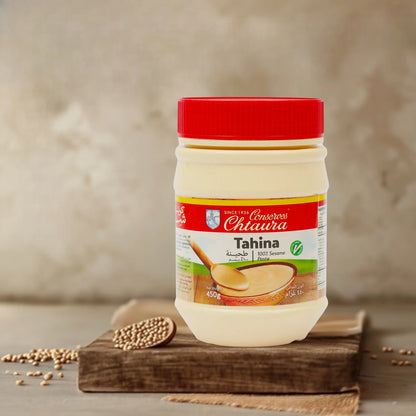Chtaura Tahina 450g – Premium 100% Roasted Sesame Paste, Rich Creamy Texture, Natural Nutty Flavor, Vegan & Gluten-Free, Perfect for Hummus, Sauces, Dressings & Baking Recipes - Damoo