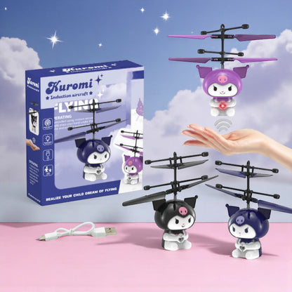 Kuromi Voladora Sensorial Superhero Flying Helicopter Toy | USB Rechargeable Induction Suspension Aircraft | Avengers Characters | Fun Gift for Kids 6+
