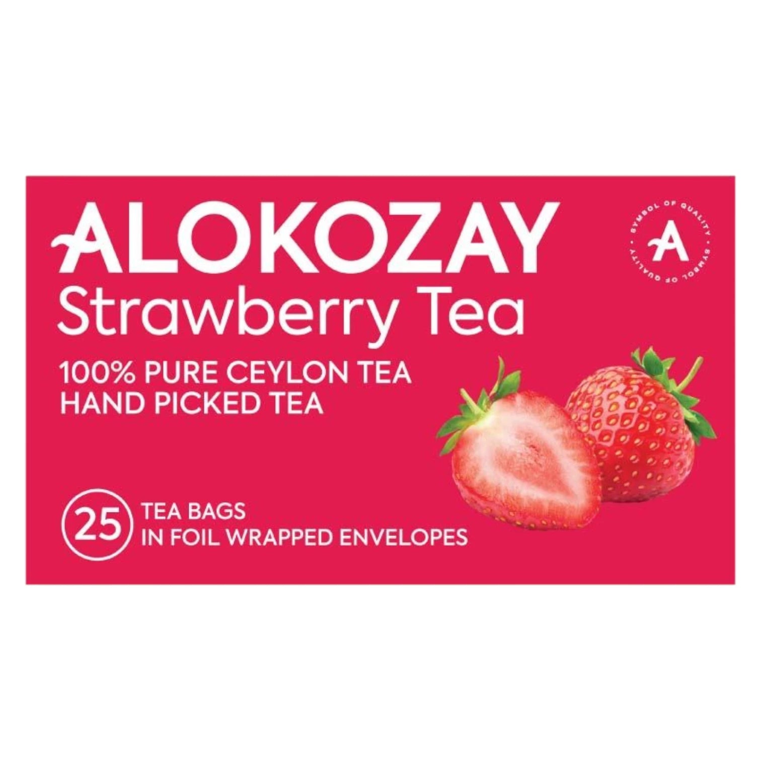 Alokozay Strawberry Black Tea – 25 Foil-Wrapped Tea Bags | Premium Ceylon Tea with Sweet Strawberry Flavor | Fruity & Aromatic Herbal Blend - Damoo