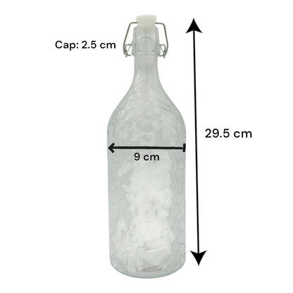 Flip-Top Glass Bottle Jar with Airtight Stopper Lids 1100ML – Reusable Clear Glass Bottle for Fermentation, Juice, Kombucha, Vinegar, Water & More - Damoo