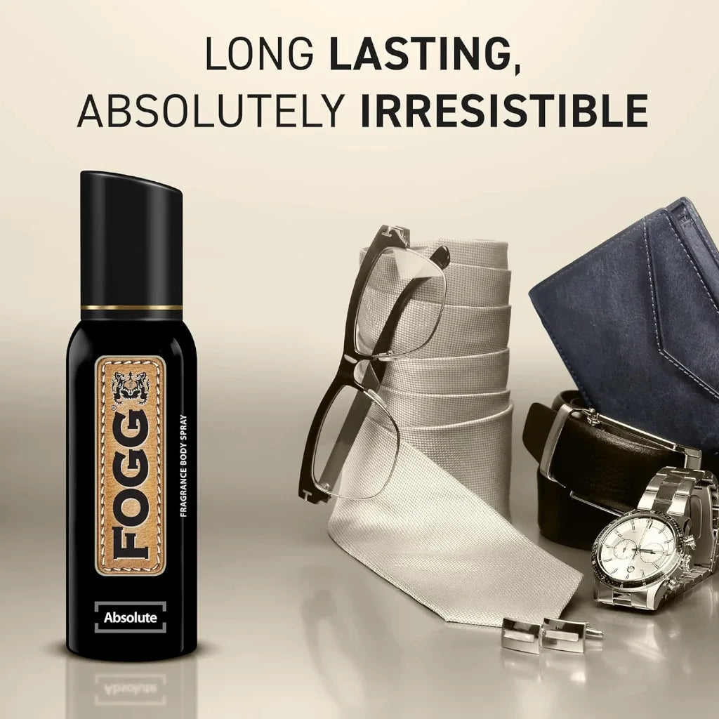 Fogg Range Absolute Body Spray for Men – No Gas, Long-Lasting Fresh Fragrance – 800 Sprays, Alcohol-Free – 120ml - Damoo