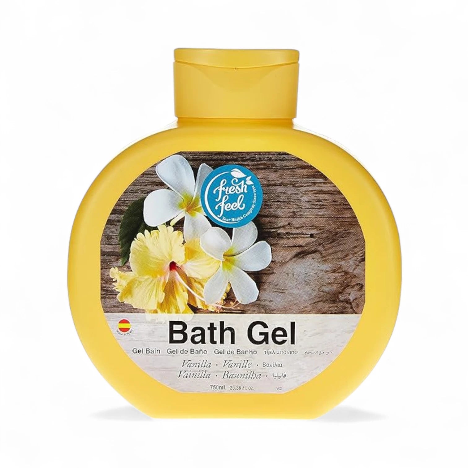 Fresh Feel Vanilla Bath Gel – 750ml - Moisturizing Sulphate & Paraben-Free Body Wash - With Vanilla & Lavender Extracts - Skin Softening Cleanser for Daily Use - Damoo