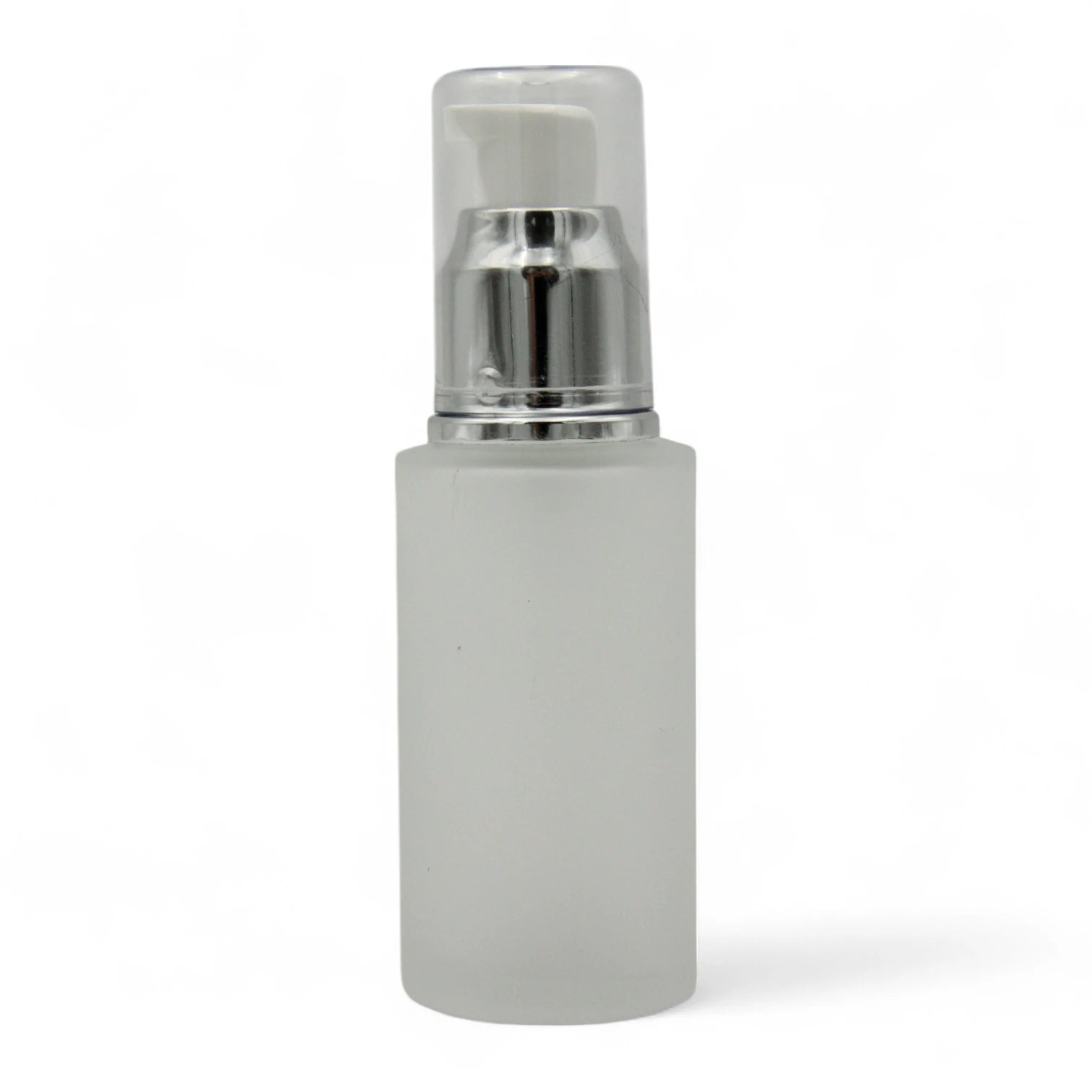 Frosted Glass Pump Bottle with Silver Dispenser 30 ML– Refillable Cosmetic Container for Serums, Oils & Skincare - Damoo