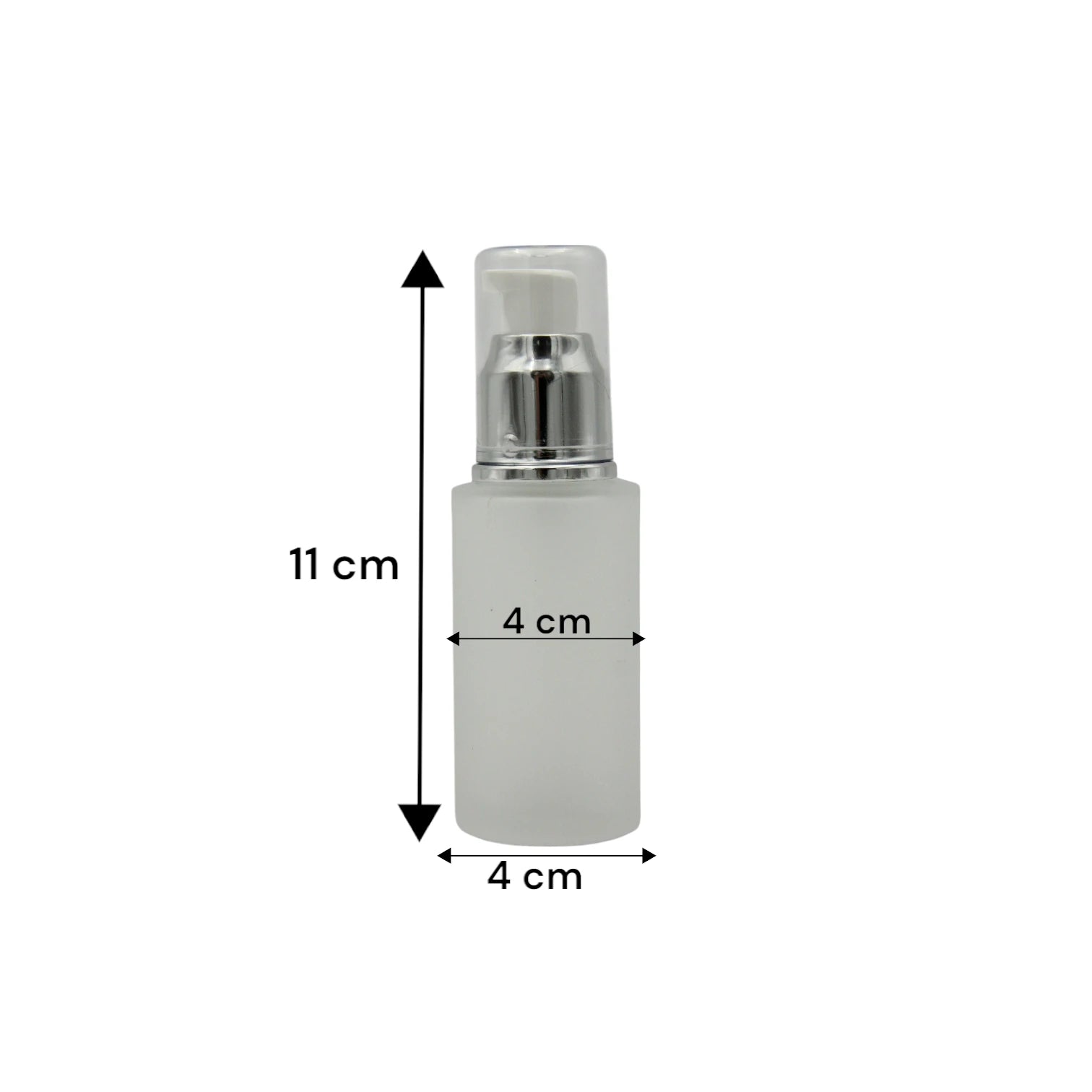 Frosted Glass Pump Bottle with Silver Dispenser 30 ML– Refillable Cosmetic Container for Serums, Oils & Skincare - Damoo