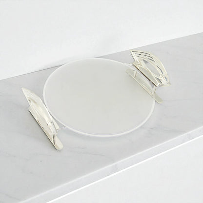 Fursan Clear Acrylic Cake Server – Delicate Leaf Collection with Dome Lid & Iron Handle - Damoo