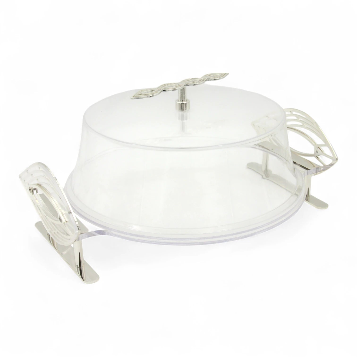 Fursan Clear Acrylic Cake Server – Delicate Leaf Collection with Dome Lid & Iron Handle - Damoo