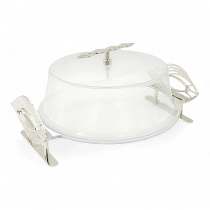 Fursan Clear Acrylic Cake Server – Delicate Leaf Collection with Dome Lid & Iron Handle - Damoo