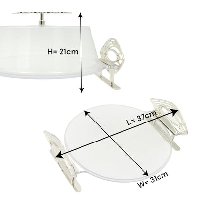 Fursan Clear Acrylic Cake Server – Delicate Leaf Collection with Dome Lid & Iron Handle - Damoo