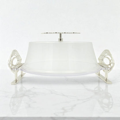 Fursan Clear Acrylic Cake Server – Delicate Leaf Collection with Dome Lid & Iron Handle - Damoo