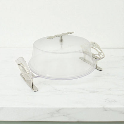 Fursan Clear Acrylic Cake Server – Delicate Leaf Collection with Dome Lid & Iron Handle - Damoo