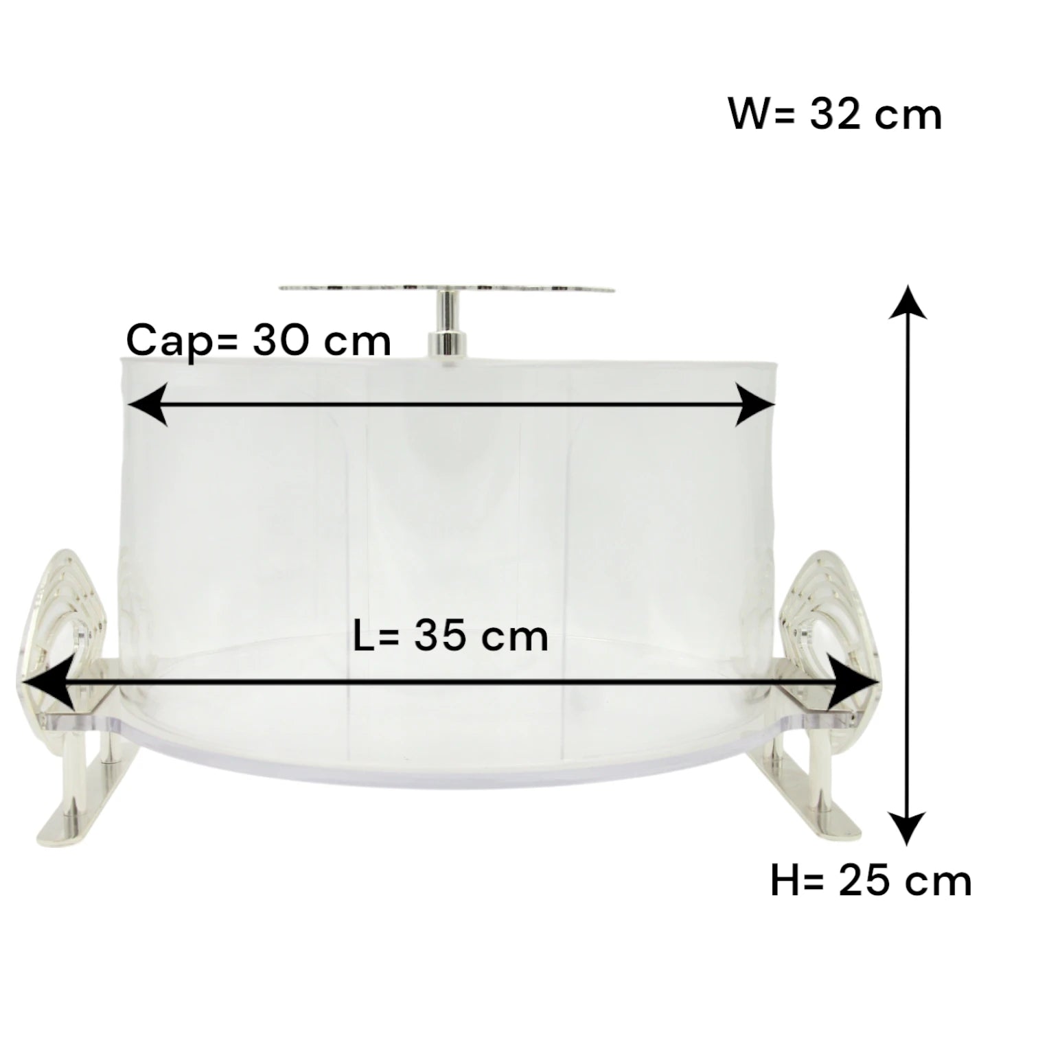 Fursan Clear Acrylic Cake Server with Dome Lid and Iron Handle | Elegant Dessert Display Stand for Cakes, Pastries & Sweets - Damoo