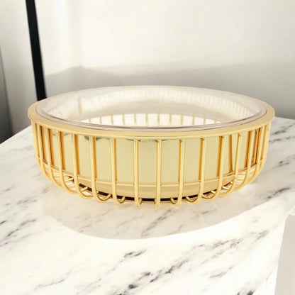 FURSAN Elegant Gold Cake Server with Clear Dome Lid – Decorative Base Dessert Display Stand for Cakes, Pastries & Sweets – Model AF-30CS-10 - Damoo