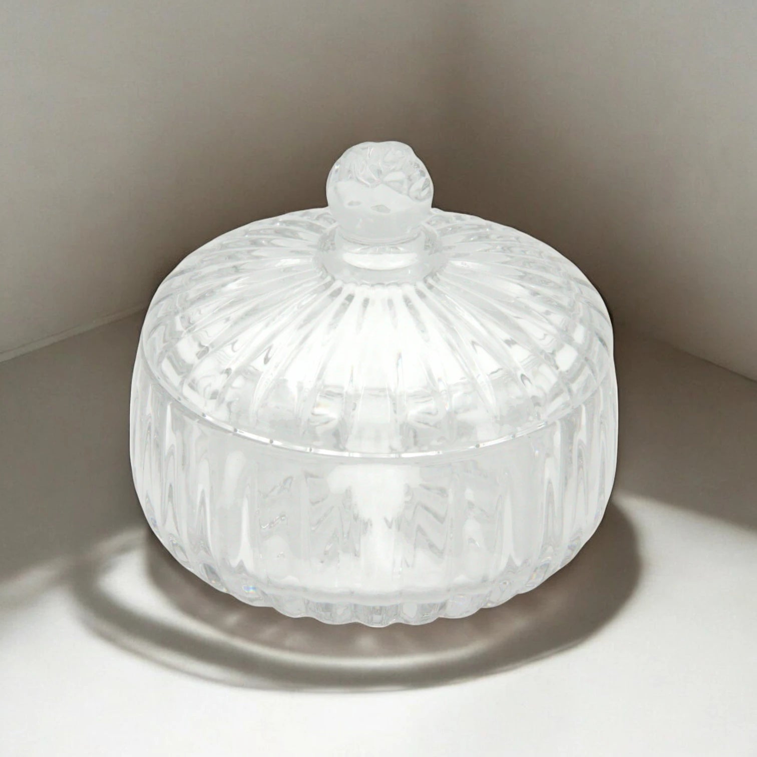 G-Horse Elegant Clear Glass Candy Jar with Lid – Decorative Crystal-Style Storage Pot for Sweets, Nuts & Treats - Damoo