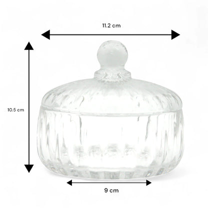 G-Horse Elegant Clear Glass Candy Jar with Lid – Decorative Crystal-Style Storage Pot for Sweets, Nuts & Treats - Damoo