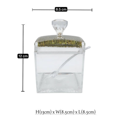 Acrylic Sugar Jar with Lid and Spoon, Clear Storage Container for Candy Condiments Spices, Decorative Kitchen Organizer, Available in 2 Designs - Damoo