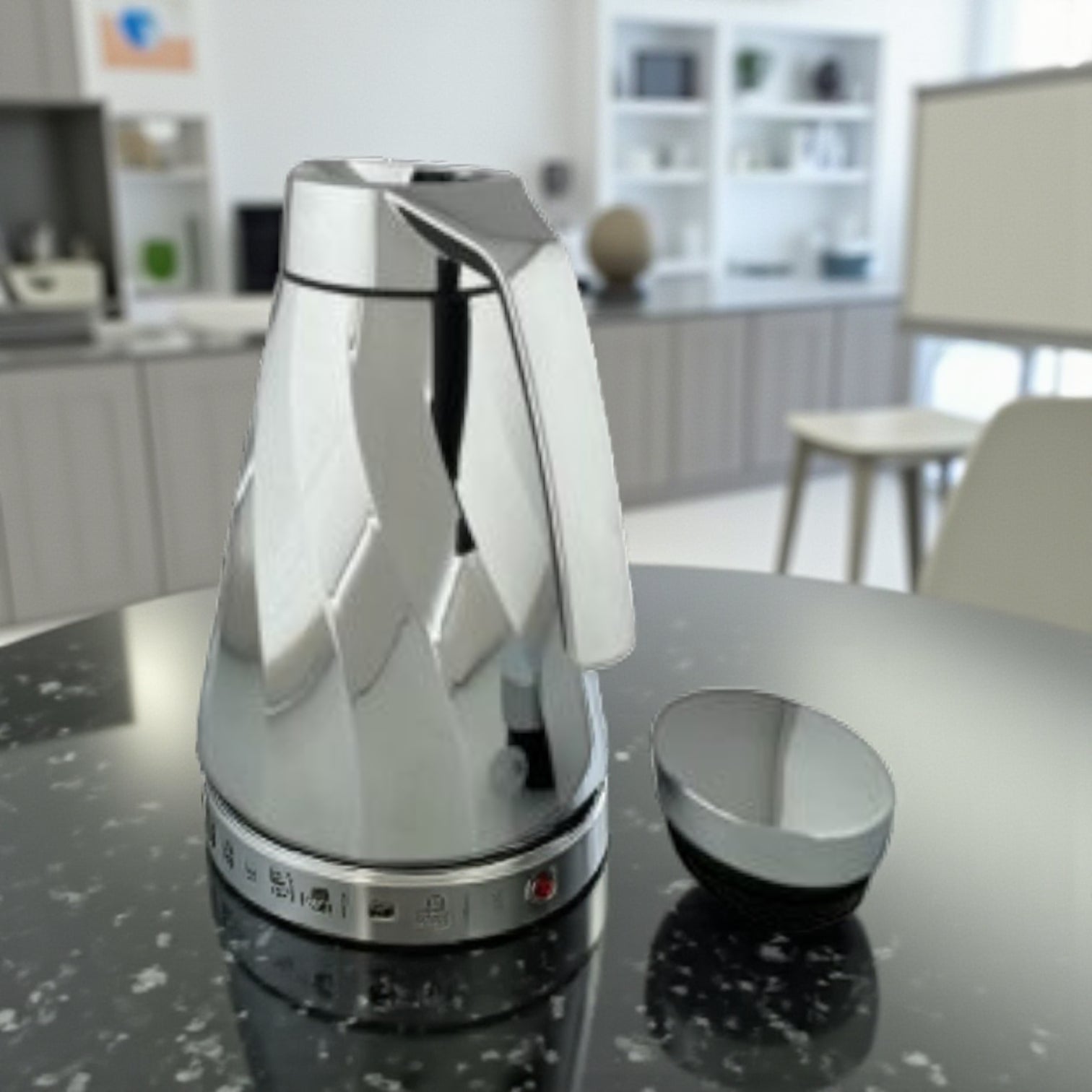 Emsa Cone Thermal Jug Swirl 1 L – Metallic Silver | Premium German-Made Vacuum Flask with Glass Liner for Hot & Cold Drinks - Damoo