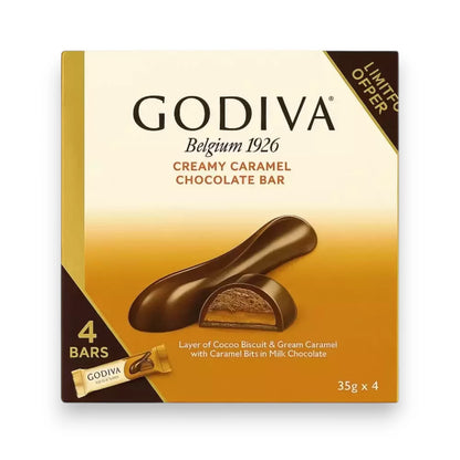 Godiva Double Chocolate Bar Pack (4 x 35g) – Premium Belgian Milk Chocolate with Cocoa Biscuit & Ganache Filling – Limited Offer Gift Box (Copy) - Damoo