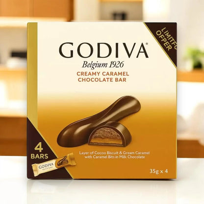 Godiva Double Chocolate Bar Pack (4 x 35g) – Premium Belgian Milk Chocolate with Cocoa Biscuit & Ganache Filling – Limited Offer Gift Box (Copy) - Damoo
