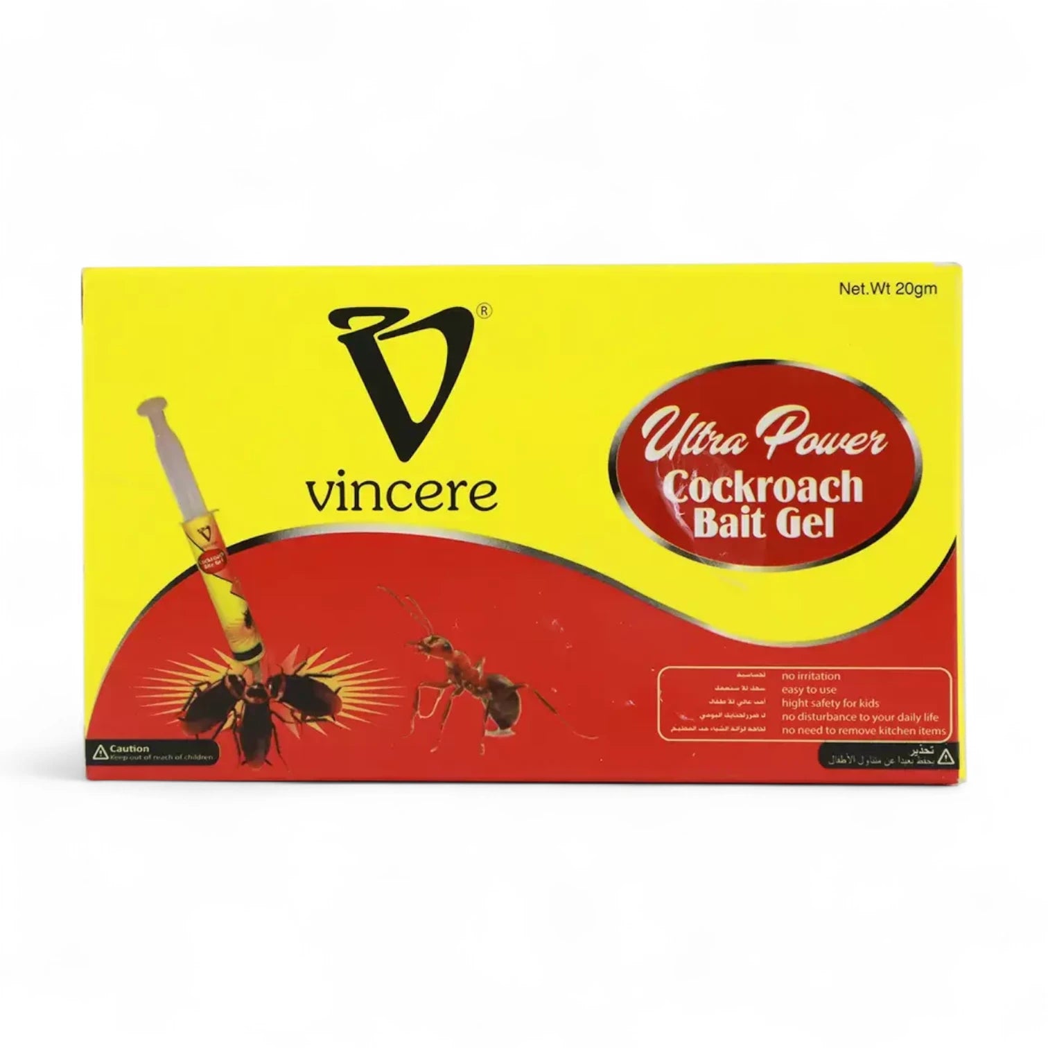 Vincere Ultra Power Cockroach Bait Gel – 20g | Fast-Acting Roach Killer, Colony Eliminator & Easy-to-Apply Indoor/Outdoor Pest Control - Damoo