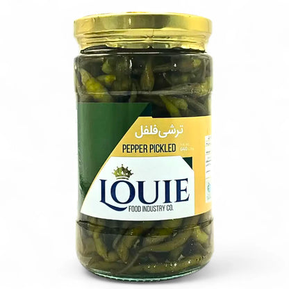 Louie Green Chili Pepper Pickle in Salt, Vinegar & Water, Freshly Picked, Ready-to-Use Spicy Pickled Peppers for Salads, Sandwiches & Cooking – 700g Jar, Product of Iran - Damoo