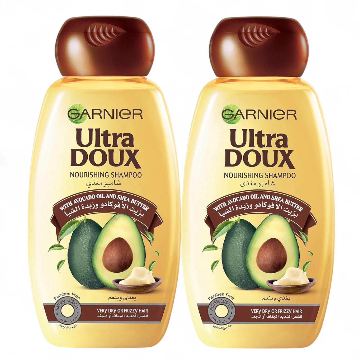Garnier Ultra Doux Avocado Oil & Shea Butter Shampoo | 2 x 400ml | Nourishing Formula for Very Dry or Frizzy Hair | Paraben & Silicone-Free - Damoo