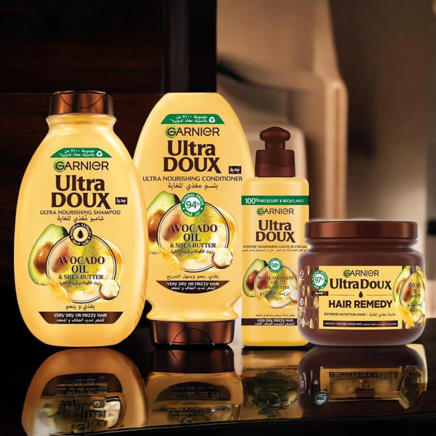 Garnier Ultra Doux Avocado Oil & Shea Butter Shampoo | 2 x 400ml | Nourishing Formula for Very Dry or Frizzy Hair | Paraben & Silicone-Free - Damoo