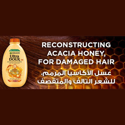 Garnier Ultra Doux Honey Treasures 400ml  Shampoo &  360 ml Conditioner Set | For Dry & Damaged Hair | Royal Jelly + Propolis + Honey - Damoo
