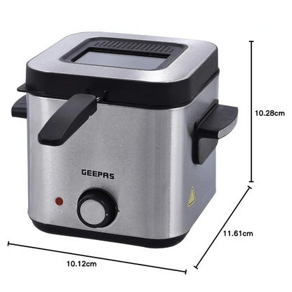 Geepas 1.5L Deep Fryer – 900W, Stainless Steel, Viewing Window, Non-Stick Basket, Adjustable Temperature Control - GDF36016 - Damoo