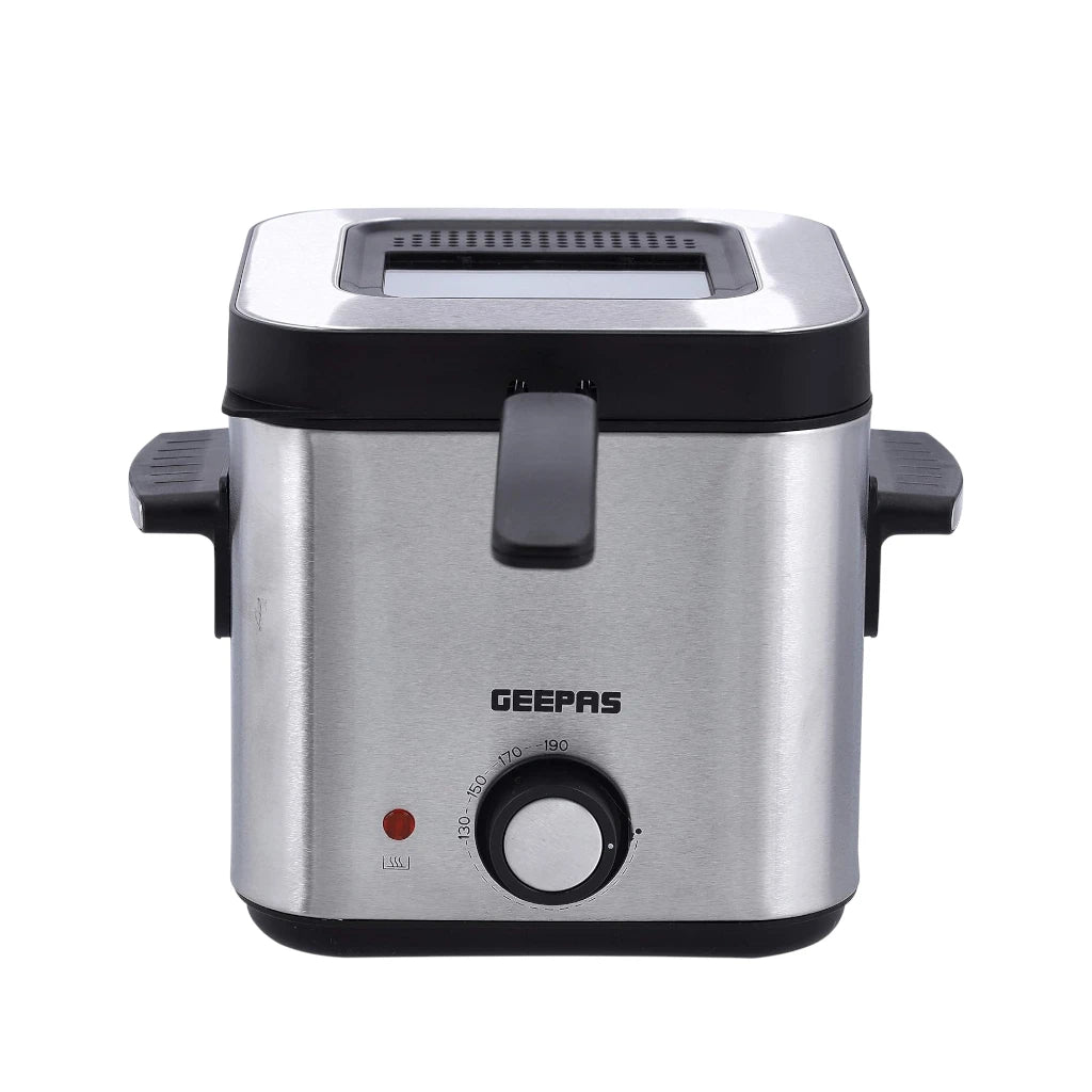 Geepas 1.5L Deep Fryer – 900W, Stainless Steel, Viewing Window, Non-Stick Basket, Adjustable Temperature Control - GDF36016 - Damoo