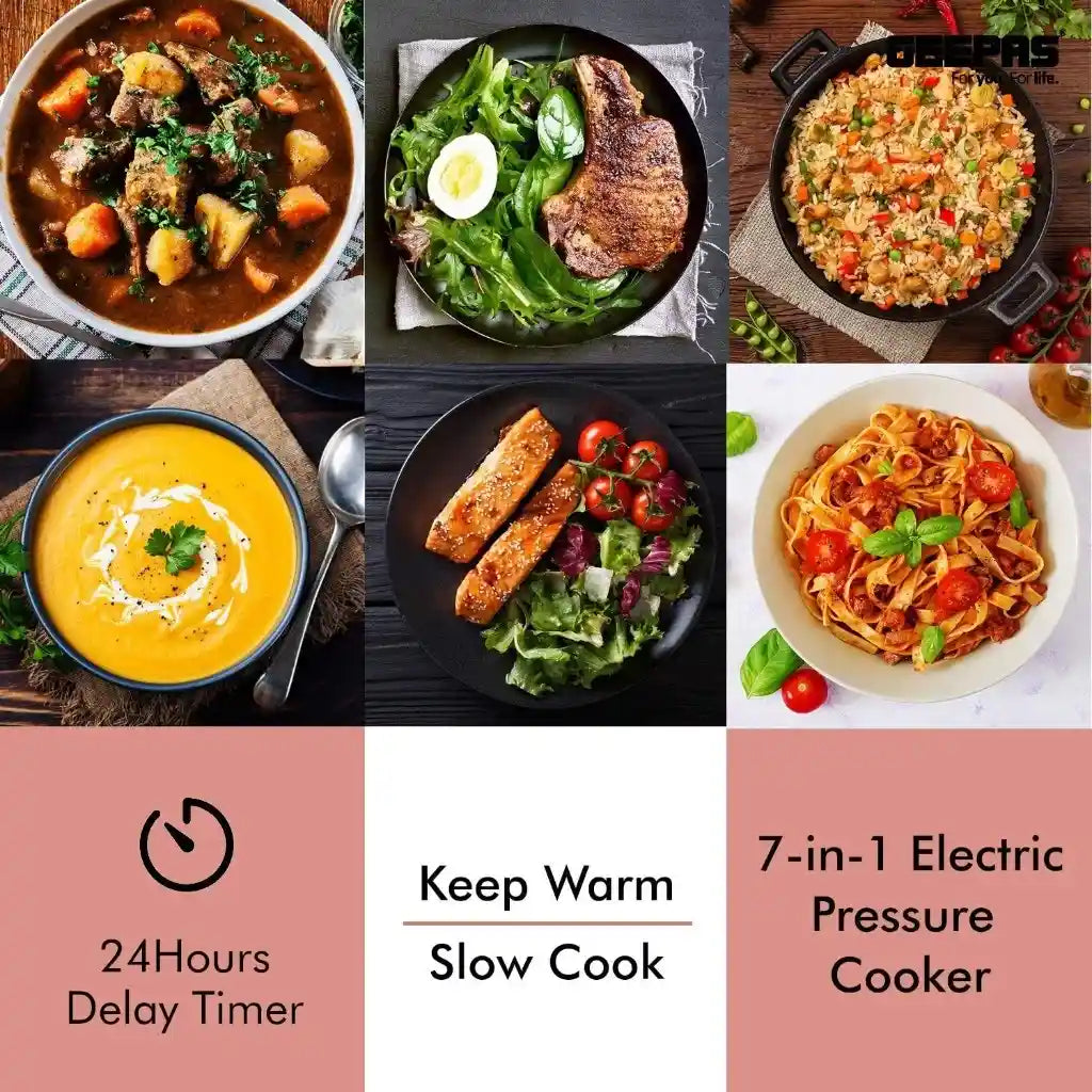 Geepas 12L Digital Multi Cooker – 1600W Electric Pressure Cooker with LED Display, 14 Smart Cooking Programs, Touch Control, Auto Shut Off, and Non-Stick Inner Pot – GMC35030 - Silver/Black - Damoo