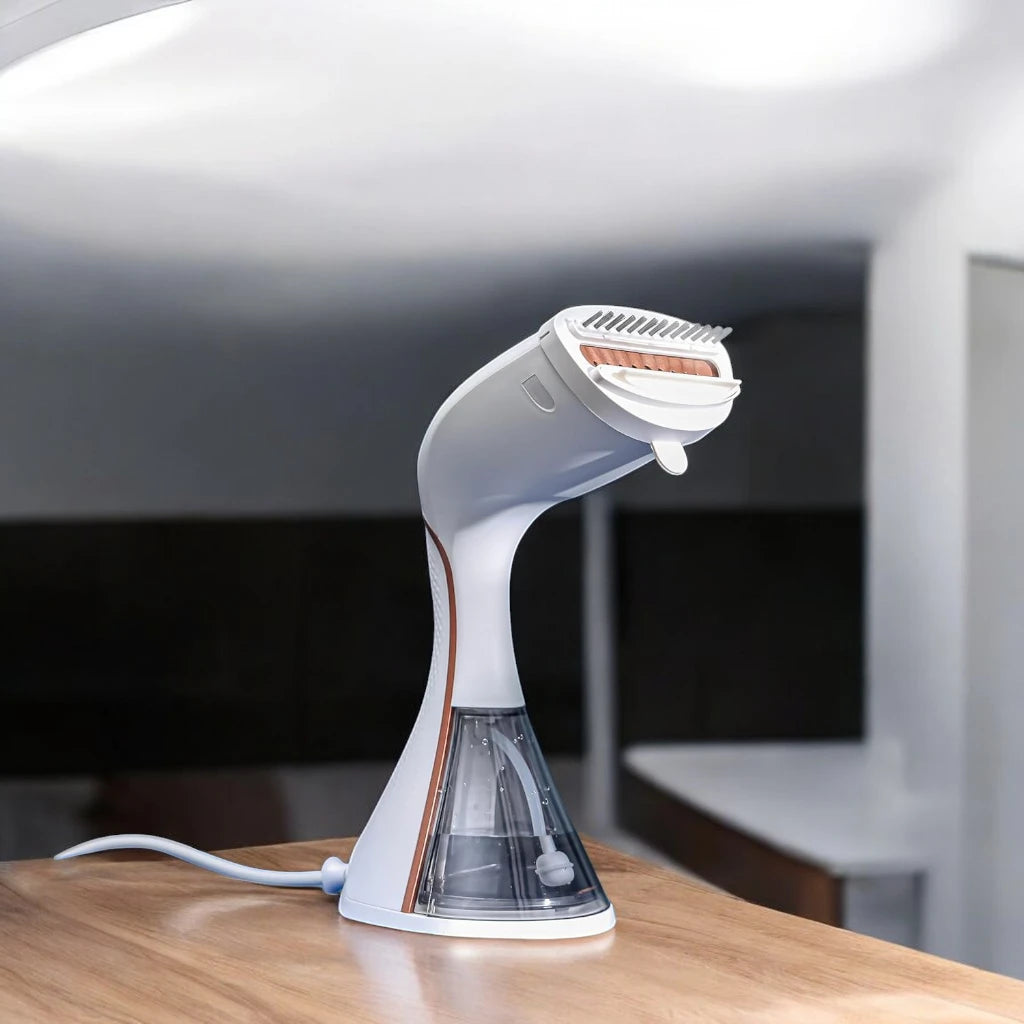 Geepas 1500W Handheld Garment Steamer – Fast Heat-Up, 3 Steam Modes, 250ml Tank, Adjustable Temperature – Safe for All Fabrics – White & Pink – GGS25035 - Damoo