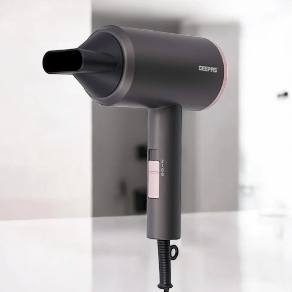 Geepas 1800W Hair Dryer with Cool Shot Function – Dual Speed & Heat Settings, Concentrator Nozzle, Lightweight & Travel-Friendly Design | GH86061 - Damoo