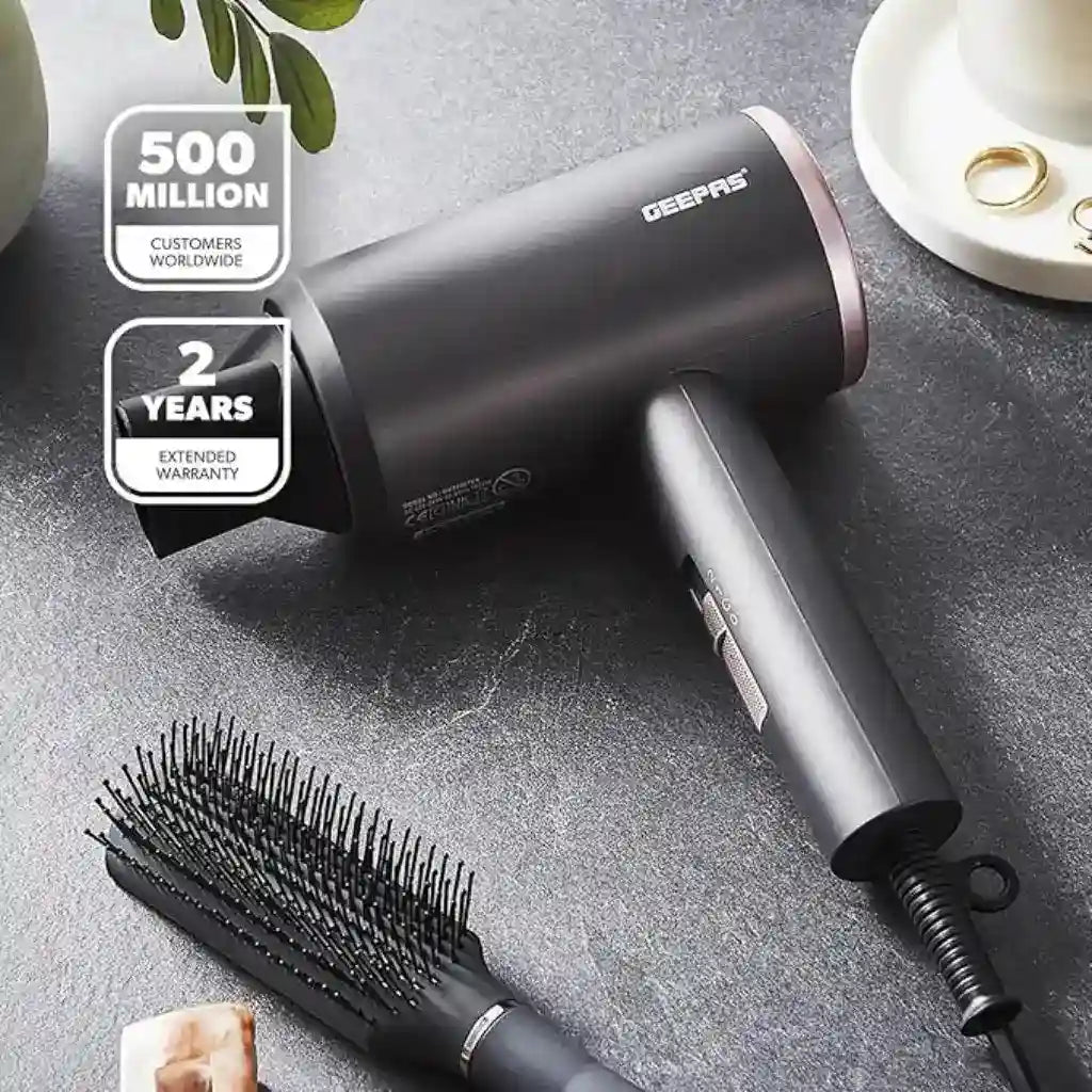 Geepas 1800W Hair Dryer with Cool Shot Function – Dual Speed & Heat Settings, Concentrator Nozzle, Lightweight & Travel-Friendly Design | GH86061 - Damoo