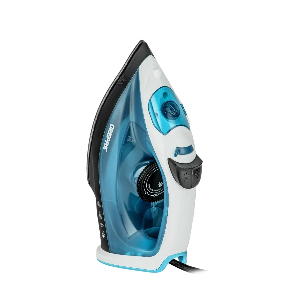 Geepas 1800W Multifunctional Steam Iron with Non-Stick Soleplate, 120ml Water Tank, Adjustable Temperature Control, Vertical Steam, Burst & Spray Function – GSI7783N - Damoo