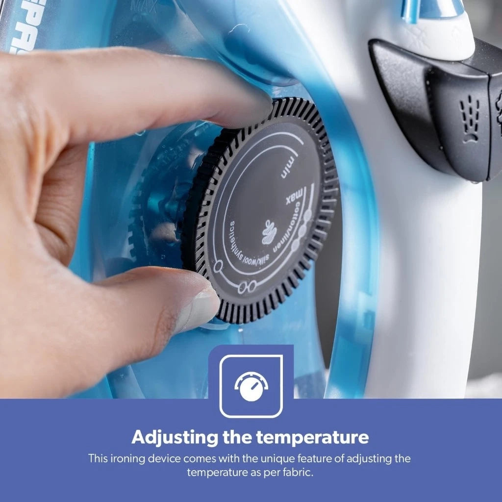 Geepas 1800W Multifunctional Steam Iron with Non-Stick Soleplate, 120ml Water Tank, Adjustable Temperature Control, Vertical Steam, Burst & Spray Function – GSI7783N - Damoo