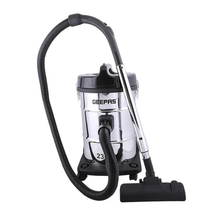 Geepas 2-in-1 Blow & Dry Vacuum Cleaner – 2300W High-Power Copper Motor, 23L Stainless Steel Tank, Dust Full Indicator, Multi-Surface Cleaning, Lightweight – GVC2597 – Silver/Black - Damoo