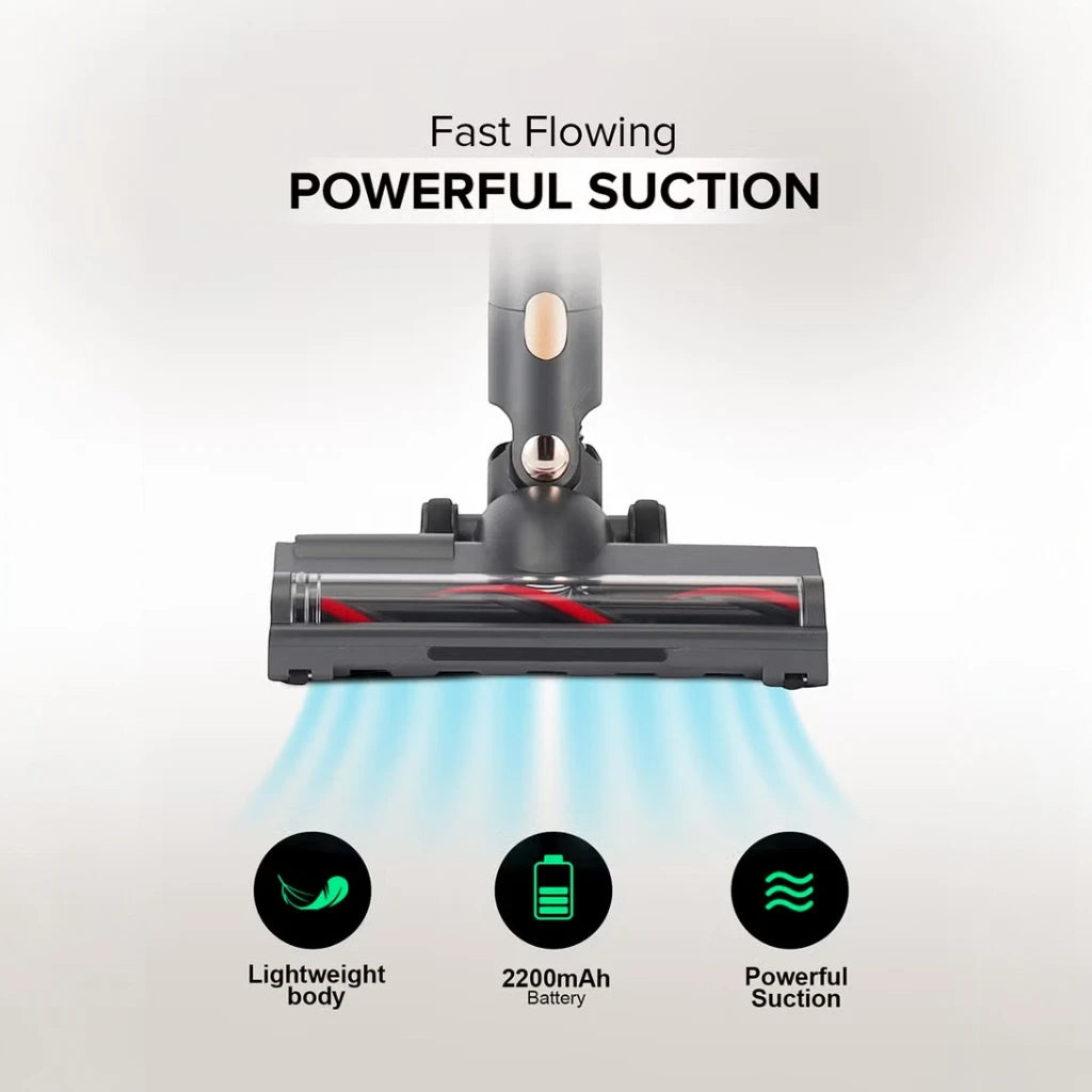 Geepas 2-in-1 Cordless Stick & Handheld Vacuum Cleaner – 22.2V Rechargeable Lithium Battery, LED Brush, 2 Suction Speeds, HEPA Filter, Lightweight & Portable – GVC19030 – Black - Damoo