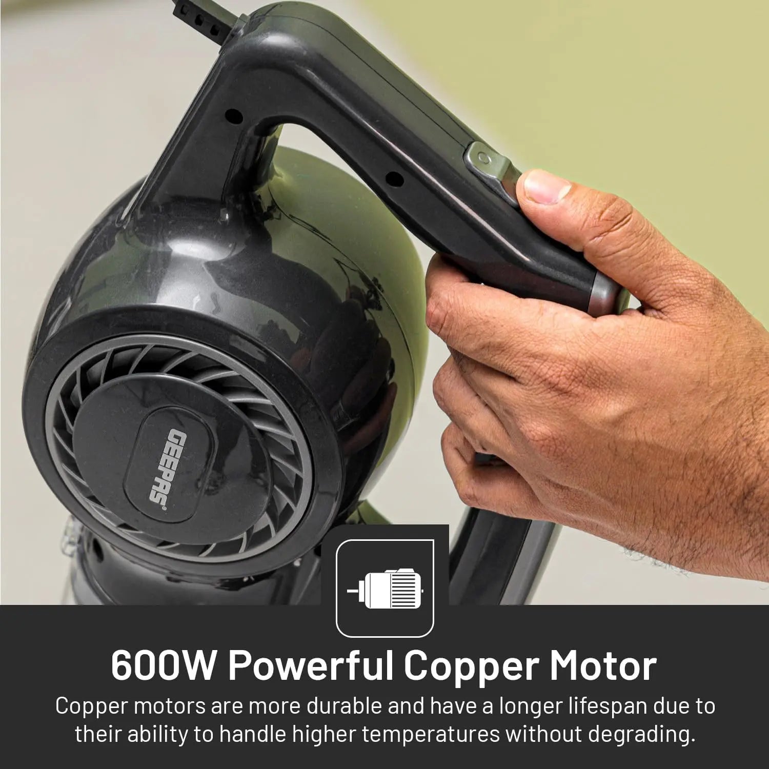 Geepas 2-in-1 Stick & Handheld Vacuum Cleaner – 600W Power, HEPA Filter, 0.9L Dust Cup, Adjustable Floor Head, Lightweight & Quiet – GVC2596N – Black/Grey - Damoo