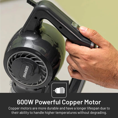 Geepas 2-in-1 Stick & Handheld Vacuum Cleaner – 600W Power, HEPA Filter, 0.9L Dust Cup, Adjustable Floor Head, Lightweight & Quiet – GVC2596N – Black/Grey - Damoo
