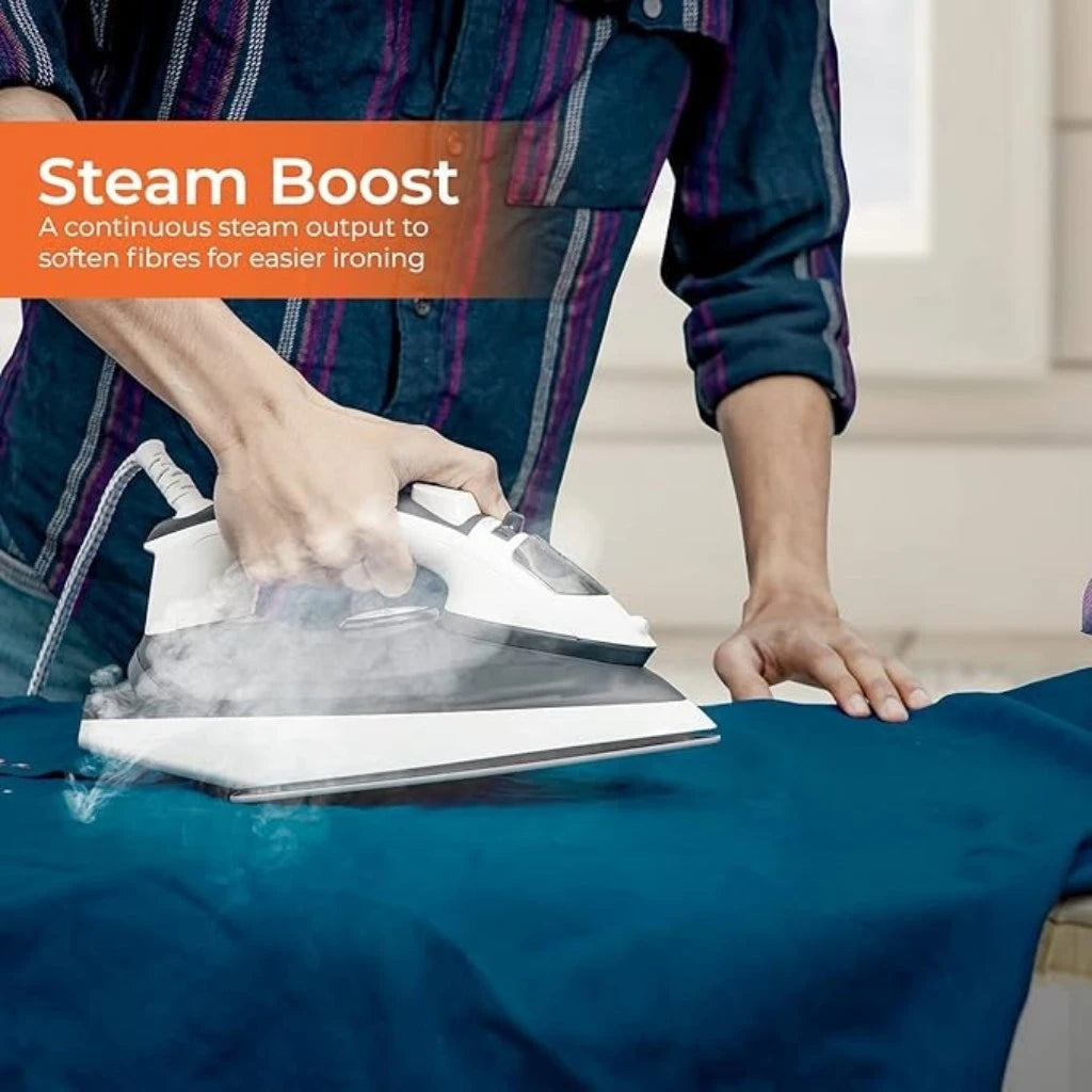 Geepas 2000W Ceramic Steam Iron – Temperature Control, Vertical Steam, Auto Shutoff, Self Cleaning, Wet & Dry Ironing - GSI7788 - Damoo