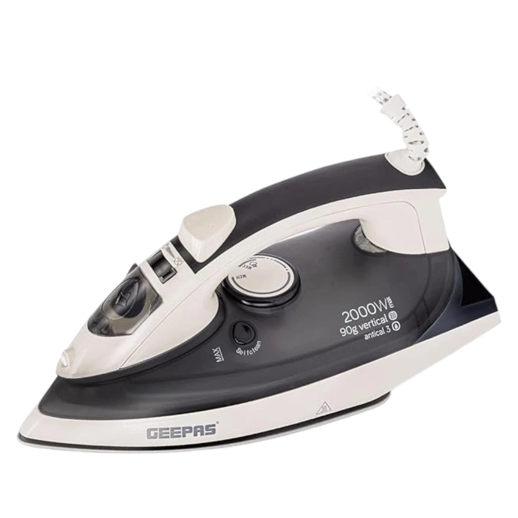 Geepas 2000W Ceramic Steam Iron – Temperature Control, Vertical Steam, Auto Shutoff, Self Cleaning, Wet & Dry Ironing - GSI7788 - Damoo