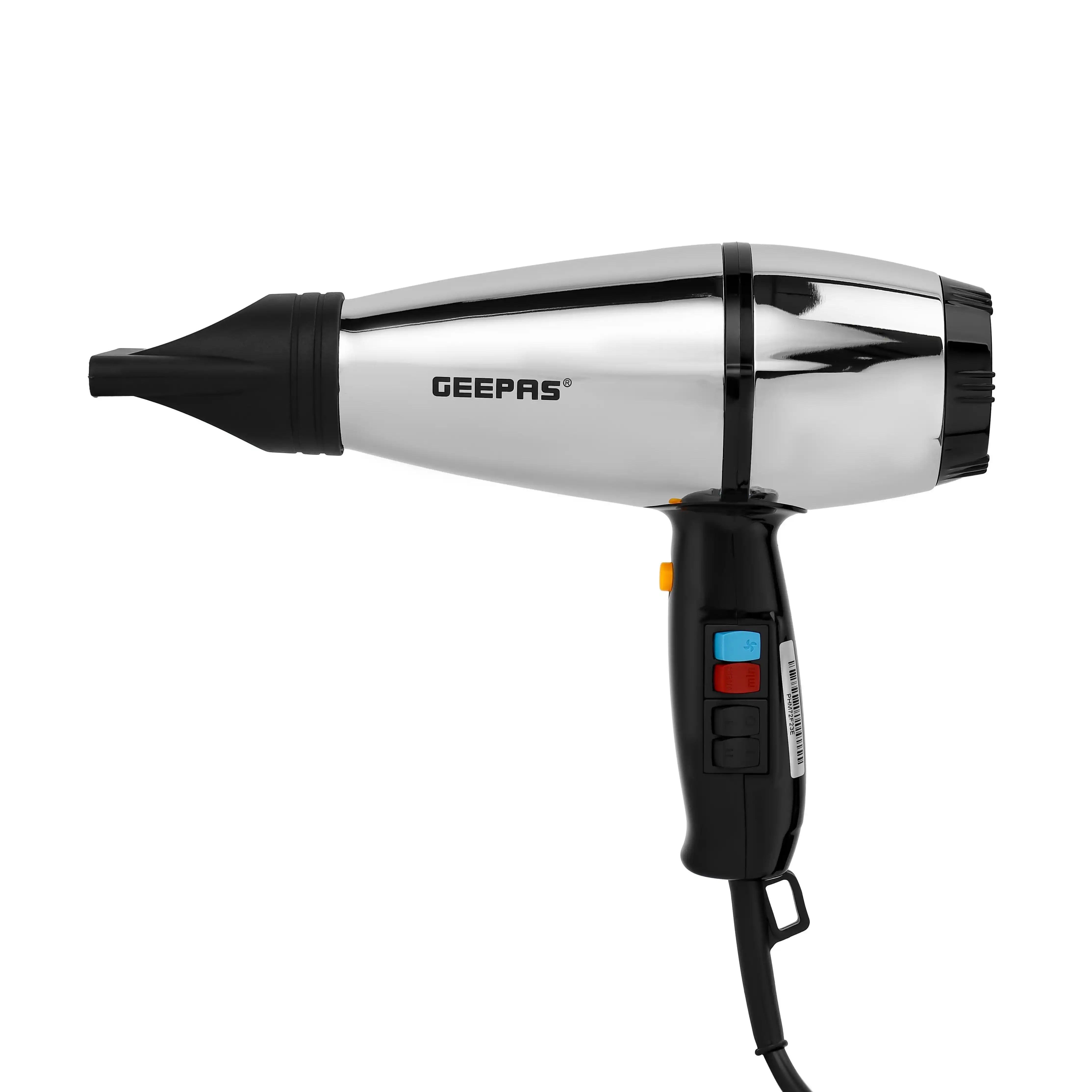 Geepas 2000W Professional Hair Dryer – 2 Heat & Speed Settings, Cool Shot, Nozzle Attachment, Overheat Protection, Mirror Silver Finish – GHD86072 - Damoo