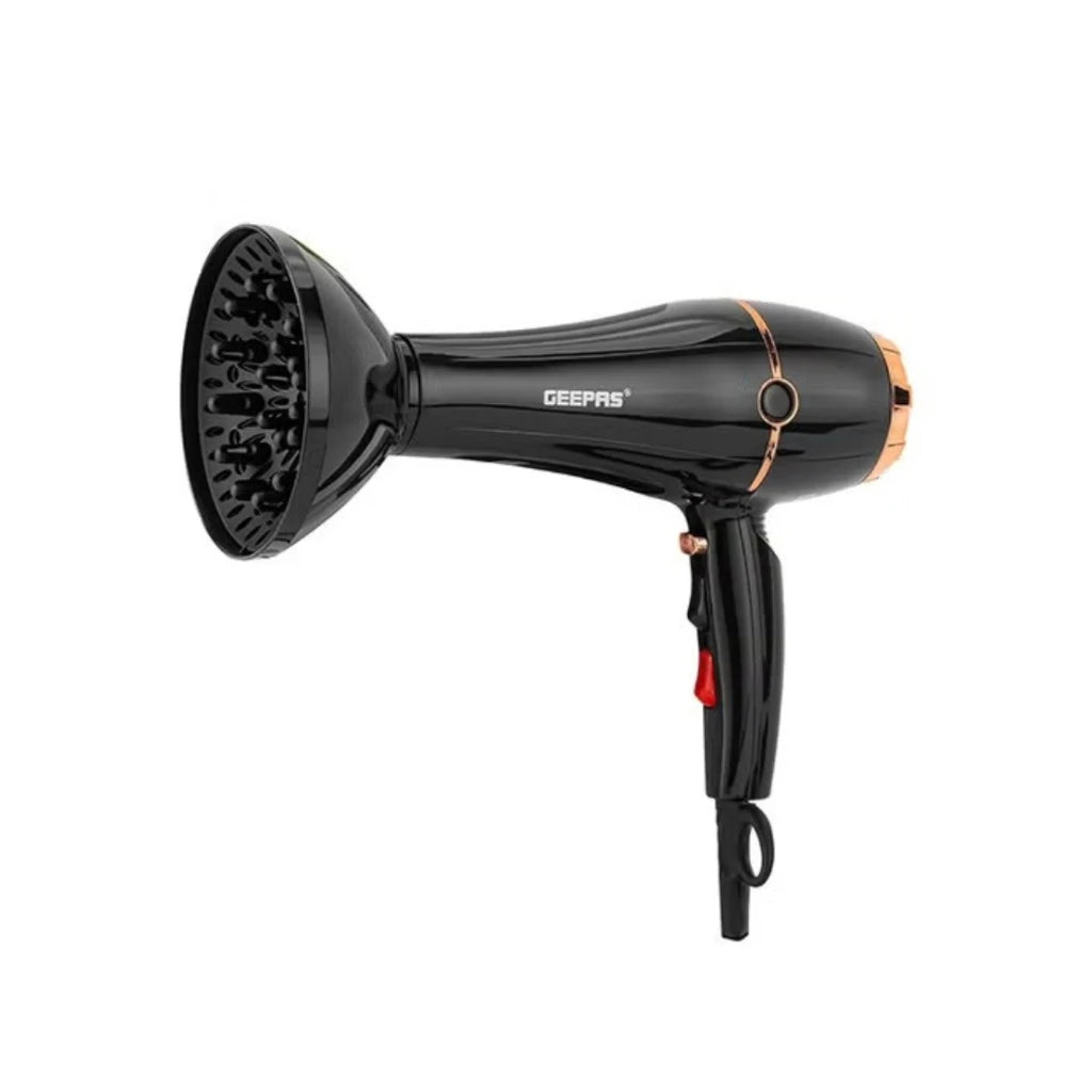 Geepas 2200W Professional Hair Dryer – Cool Shot, 3 Heat & 2 Speed Settings, Diffuser & Nozzles, Overheat Protection, Fast Drying for Thick Hair - GHD86069 - Damoo