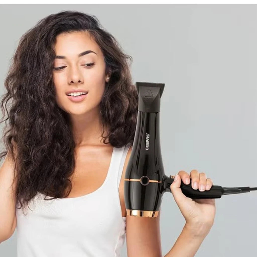 Geepas 2200W Professional Hair Dryer – Cool Shot, 3 Heat & 2 Speed Settings, Diffuser & Nozzles, Overheat Protection, Fast Drying for Thick Hair - GHD86069 - Damoo