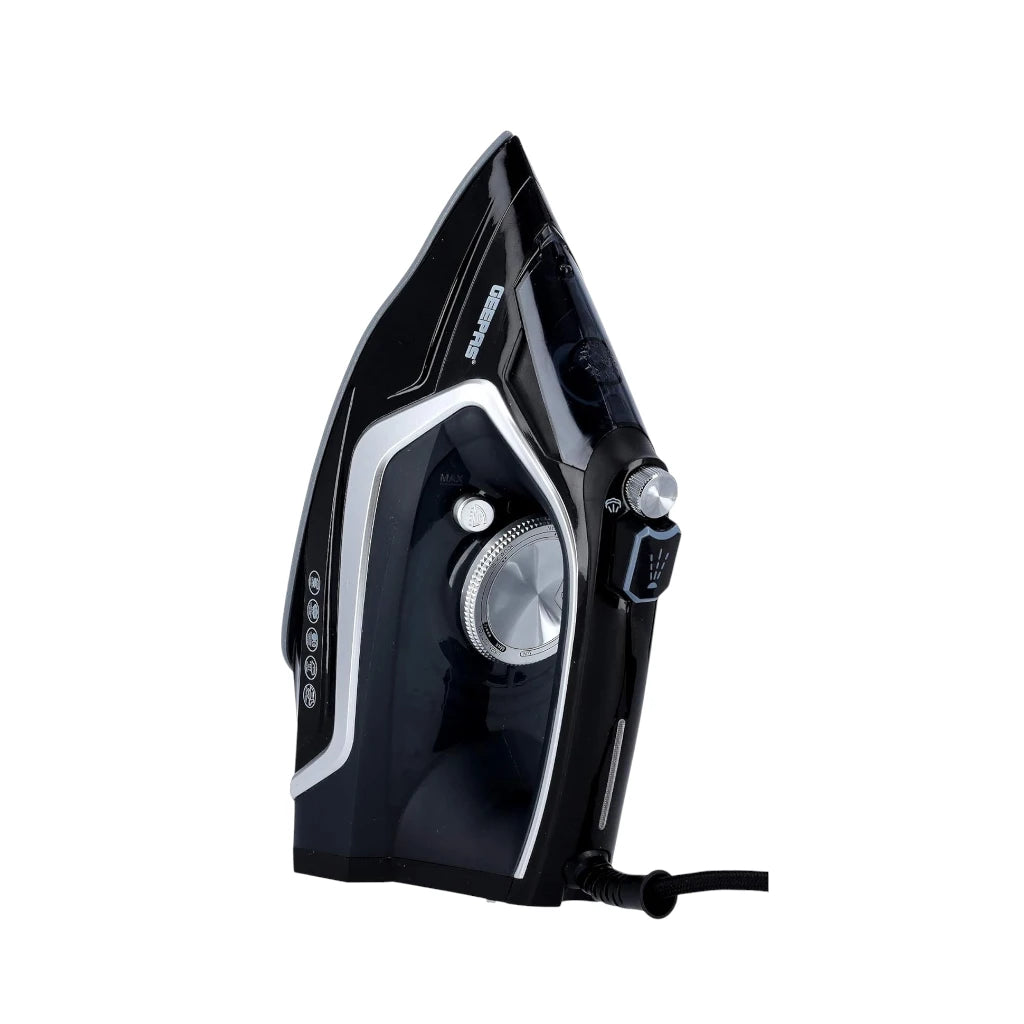 Geepas 2200W Steam Iron – Dry & Wet Ironing with Adjustable Temperature, Ceramic Soleplate, Vertical Steam & Steam Burst Function, Large Water Tank, Self-Clean Feature – Black | GSI7801N - Damoo