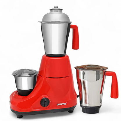 Geepas 3-in-1 Mixer Grinder – 750W Heavy-Duty Motor, 3 Stainless Steel Jars, 3-Speed Control, Safety Lock, Wet & Dry Grinding – Multicolour - Damoo