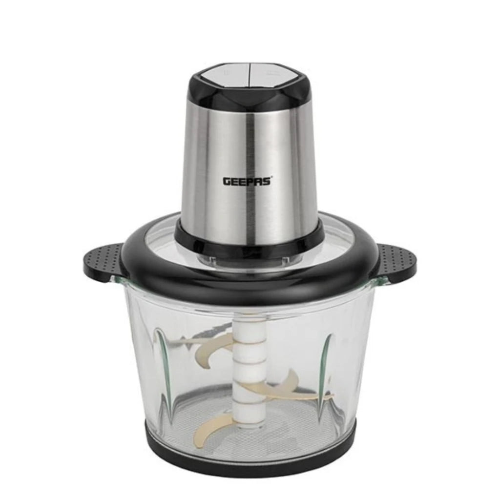 Geepas 3L Electric Multi Chopper – 500W Food Processor with 4 Stainless Steel Blades, 2 Speed Settings & Detachable Design – Chops Meat, Vegetables, Fruits – Black & Silver - Damoo